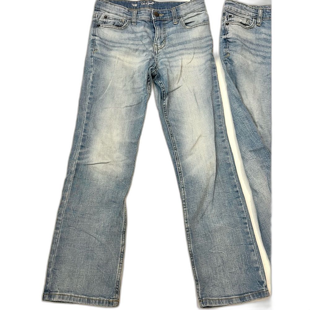 Cat & Jack (2 Pairs) Light Blue Straight Jeans Size 12 Adjustable Waistband - Picture 2 of 15